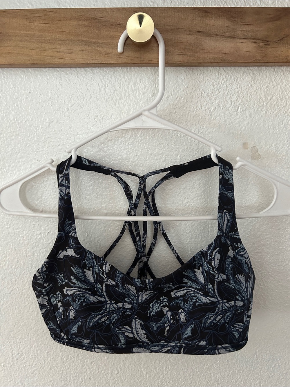 Strappy Black Floral Sports Bra - Women Intimates & Sleepwear